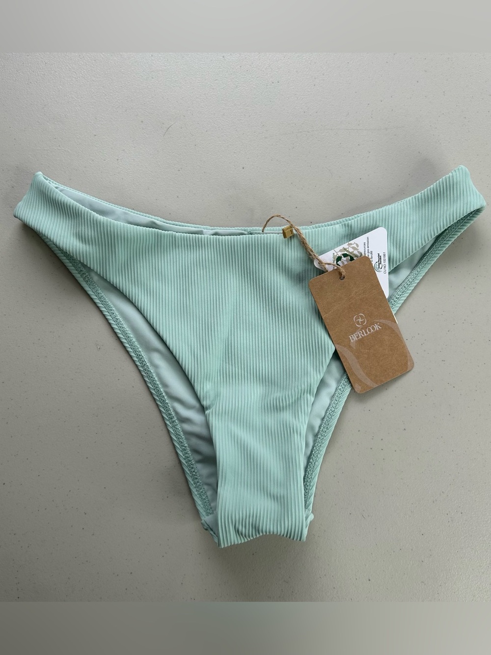NWT Berlook Cyan Solid Low Waisted Bikini Bottom Size Small Teal Green NWT Swim